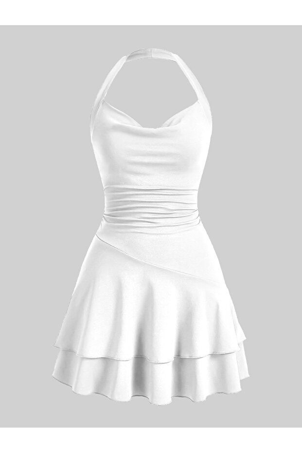 Boyundan Askılı Mini Elbise - 1