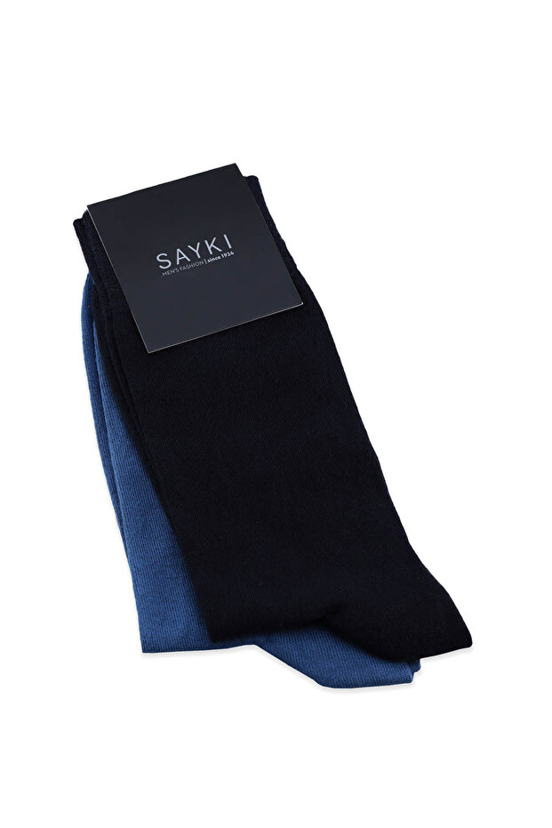 أزرق داكن - جوارب سوداء مزدوجة من الخيزران - 1