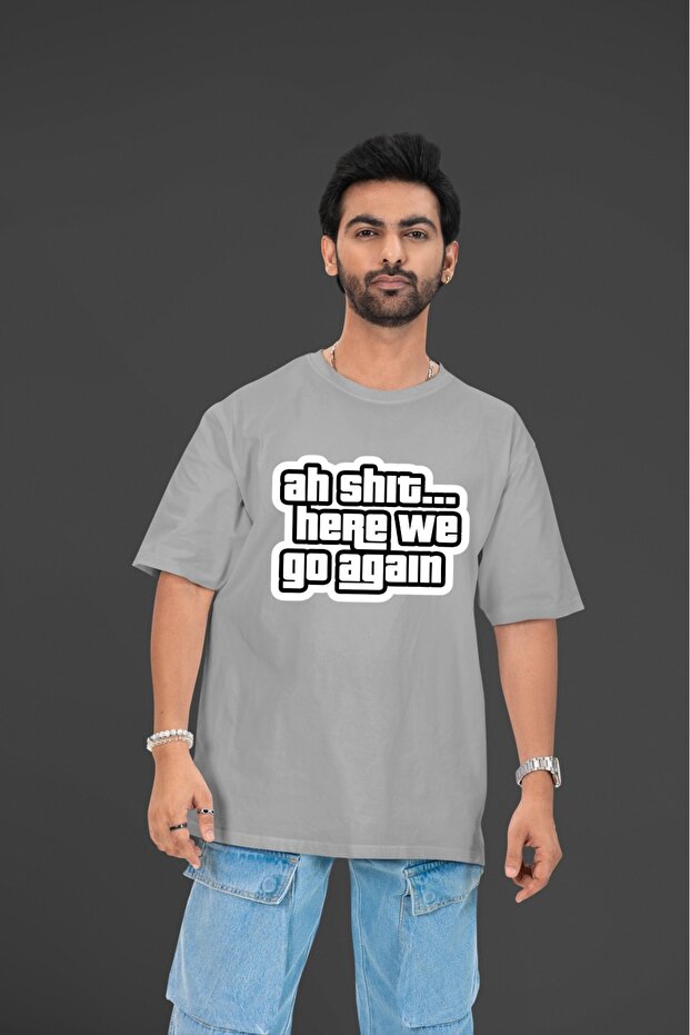 Men/Women -Ah Shit- Transfer Printed Round Neck Short Sleeve Tee