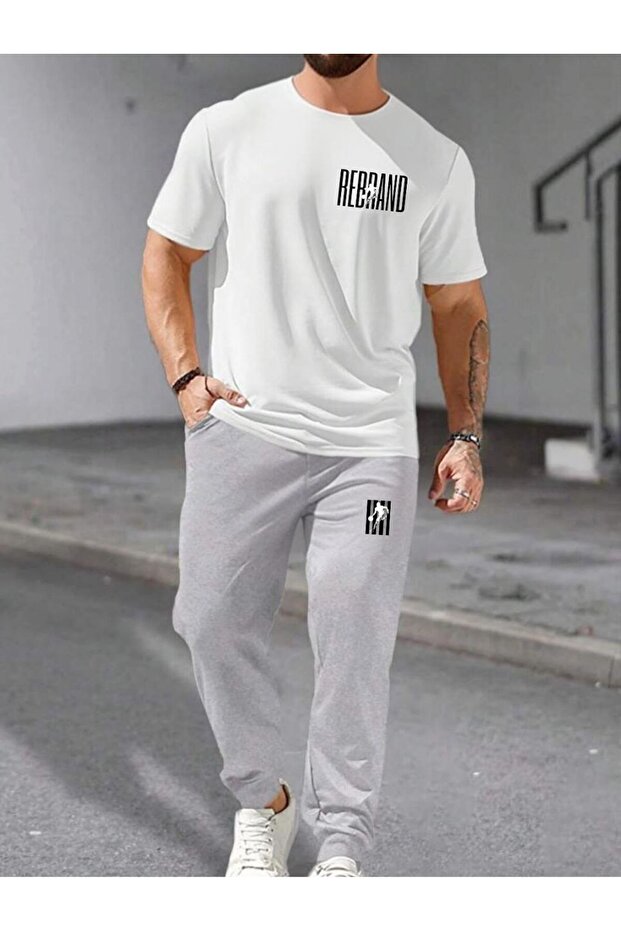 Sportswear Oversize T-Shirt Set - Printed Top and Bottom Tracksuit
