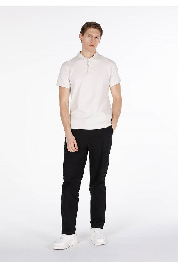 Regular Fit Polo Yaka Düz Erkek Taş Kısa Kol Tişört - 3