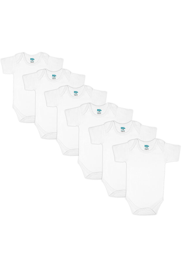 Short Sleeves Romper/Bodysuit. Set of 6 - White, 6-9 Months
