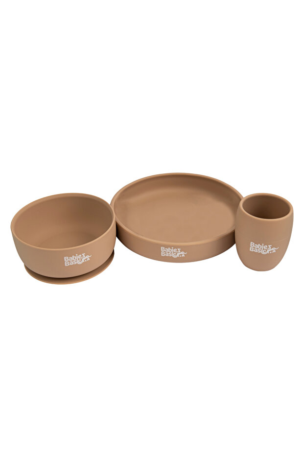 Silicone Plate, Bowl & Cup- Cream
