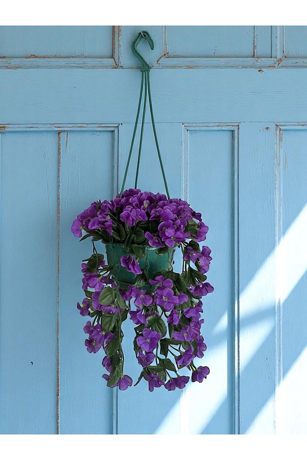 Yapay Çiçek Askılı Balkon Saksısı Balkon Çiçeği 25x75 cm Sarkan Mor Begonvil Dekoratif Yapay Çiçek - 1