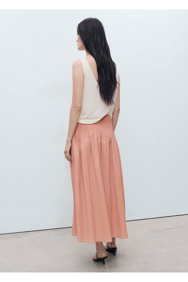 Büzgülü panelli midi etek - 4