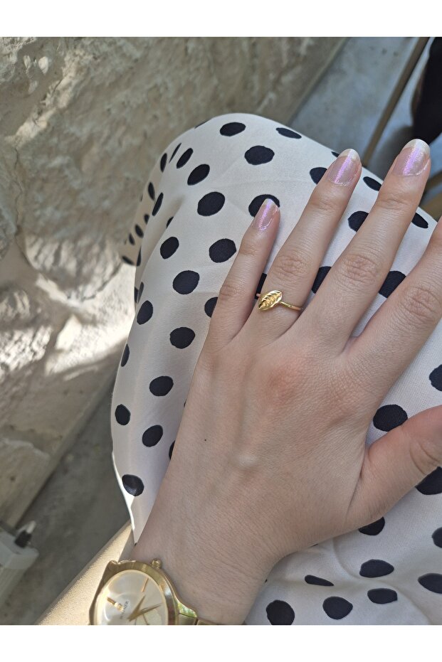 حلقة على شكل ورقة شجر مطلية بالفولاذ - 2