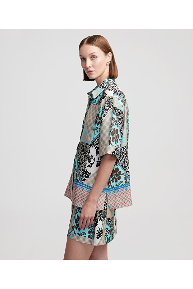 Desenli viskoz gömlek - 5