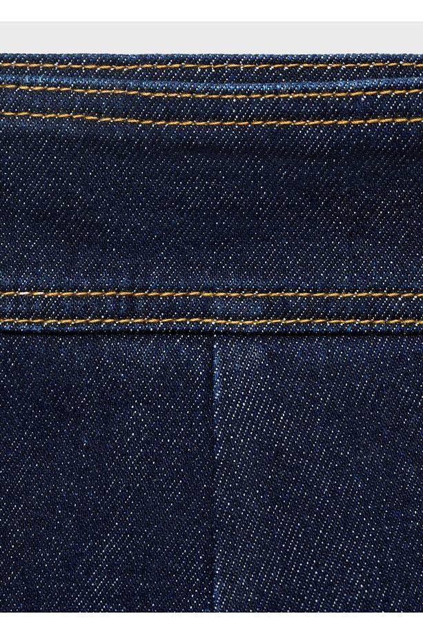 Yüksek Bel Cepli Denim Şort - 5