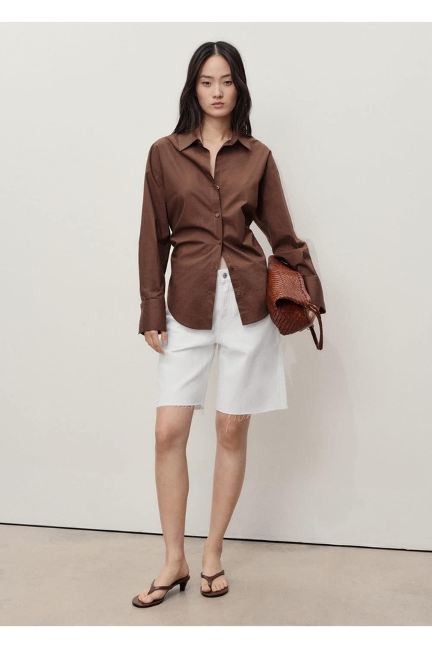 Paçaları dikişsiz denim bermuda şort - 2