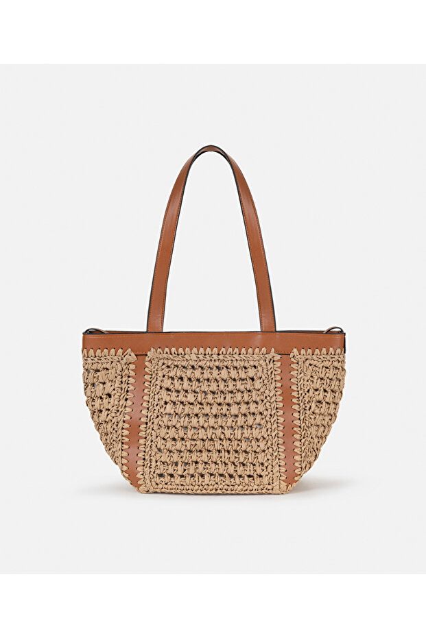 Suni deri mix çanta - 5