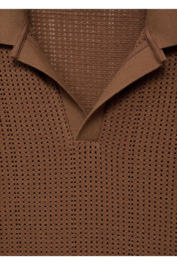 Ajur pamuklu triko polo gömlek - 8