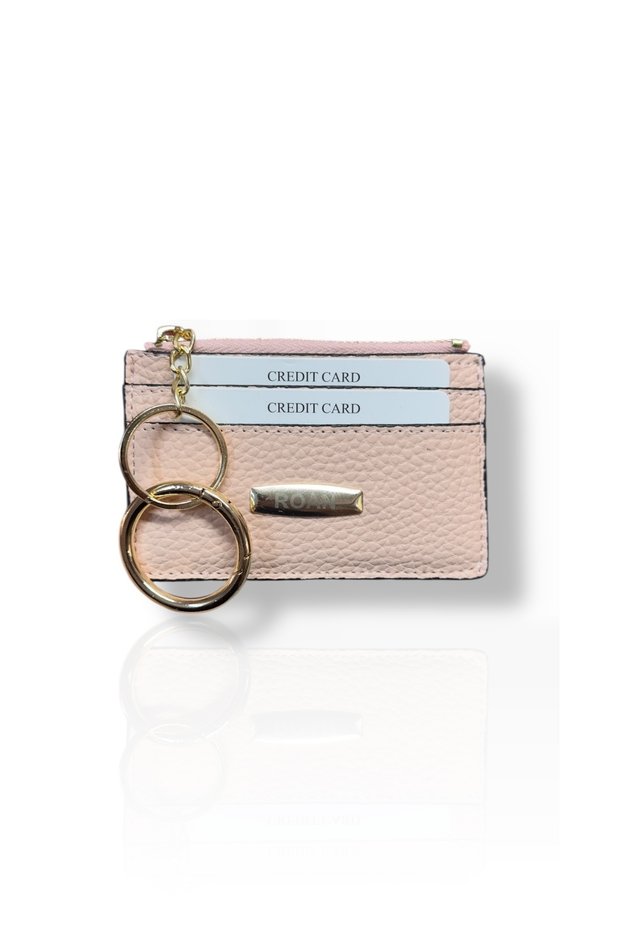 Women's Card Holder & Keychain – Zippered Coin Pocket, 4 Card Compartments, Can Be Attached to Bags