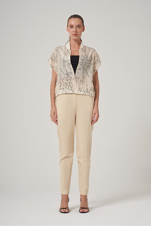 Dik Yaka Desenli Ceket - 3