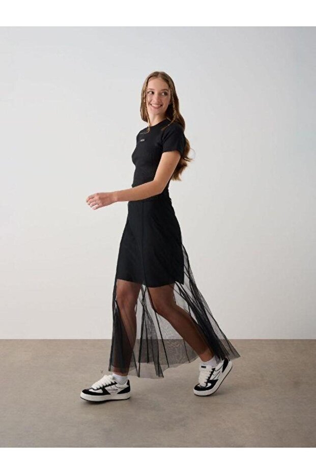 Girl's Tulle Detailed Lined Skirt