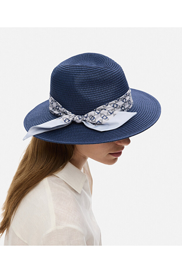 Hat with Patterned Fabric Stripe - 2