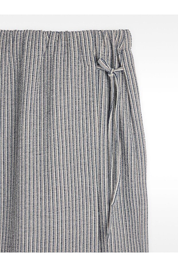 Çizgili Çapraz Pantolon - 7
