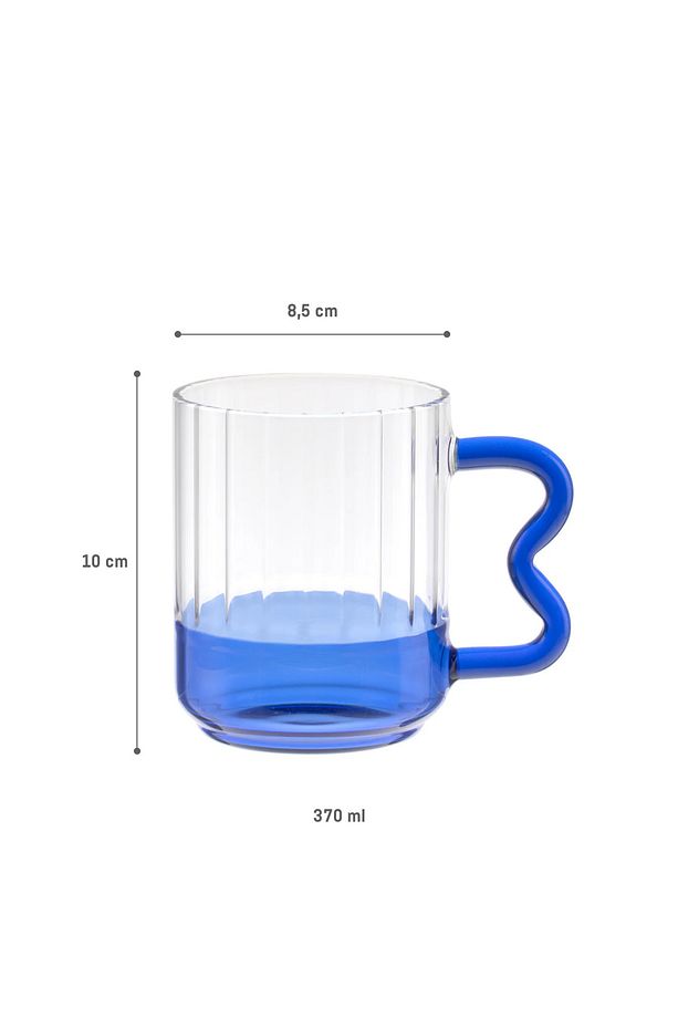 Rona Borosilikat Cam Kupa - Mavi - 370 ml - 3