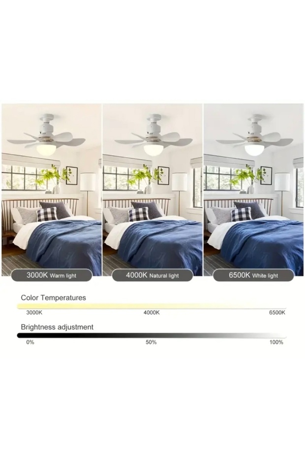 lodos led ışıklı kumandalı fan E27 duylu, fan vantilatör 62w - 3