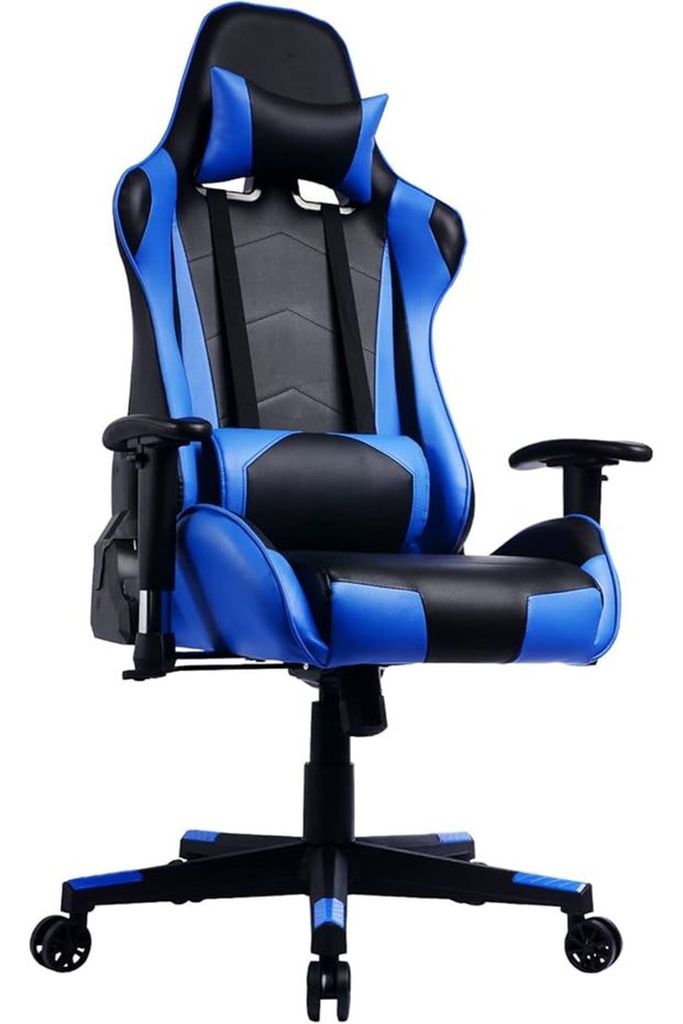 Cawqar Memory Gel Foam Feel Ergonomic Blue-black Gaming Chair Computer Chair Extra Large, Heavy Duty