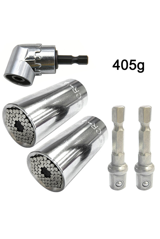 5pc silvery set Multifunctional 7 to 19mm Magic Socket Multi Purpose Wrench Extension Rod Electric H