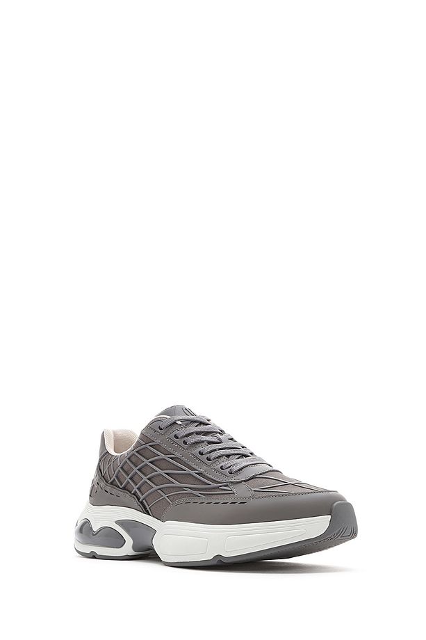 Erkek Gri Bağcıklı Kalın Tabanlı Kumaş Sneaker 25SFD69416F - 6