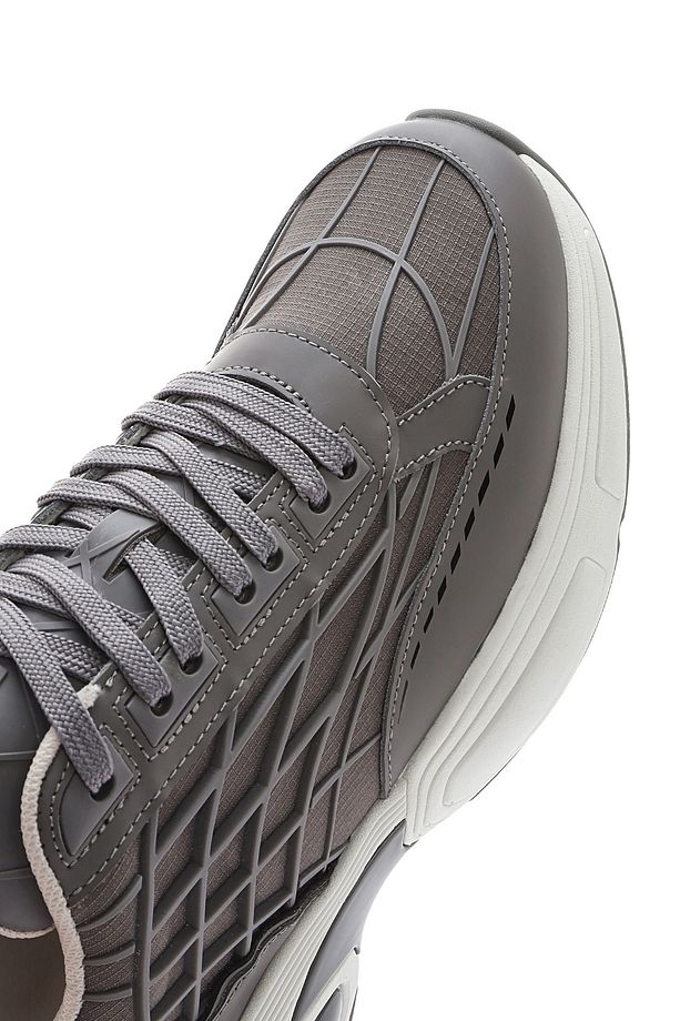 Erkek Gri Bağcıklı Kalın Tabanlı Kumaş Sneaker 25SFD69416F - 8