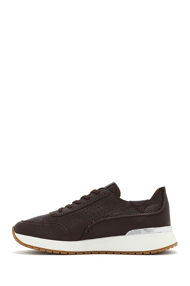 Erkek Kahverengi Bağcıklı Kalın Tabanlı Deri Casual Sneaker 25SFD6885FT - 2