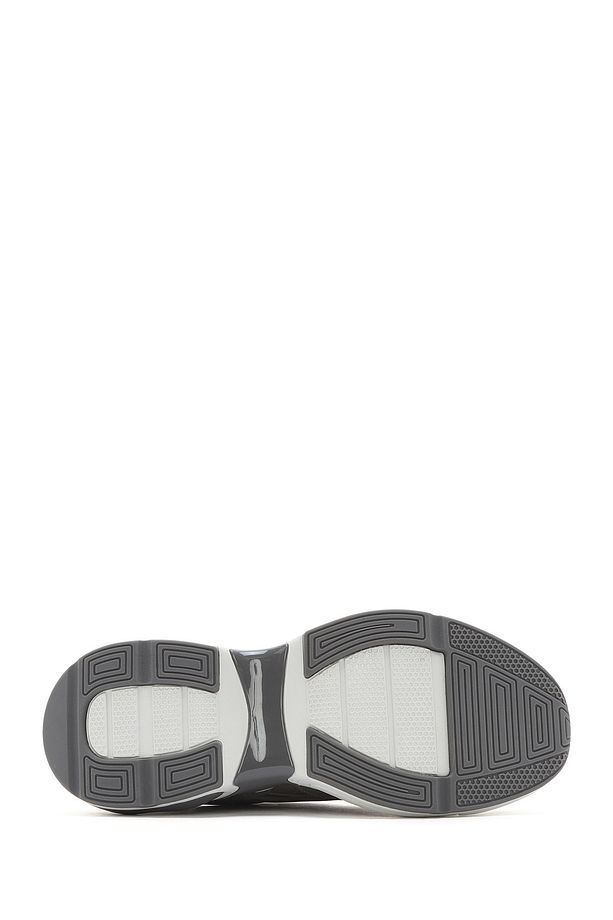 Erkek Gri Bağcıklı Kalın Tabanlı Kumaş Sneaker 25SFD69416F - 4