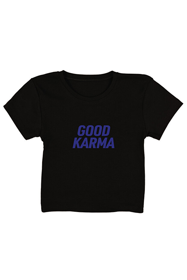 بلوزة قصيرة سوداء مطبوعة من Good Karma