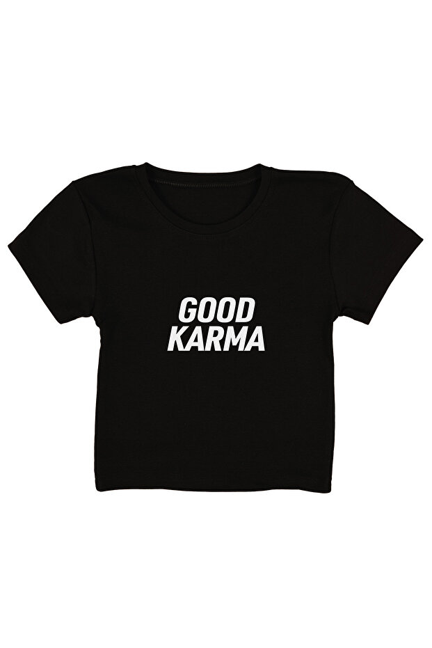 بلوزة قصيرة سوداء مطبوعة من Good Karma