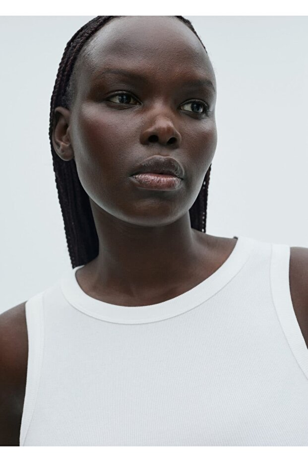 Lastik örgü pamuklu bluz - 7