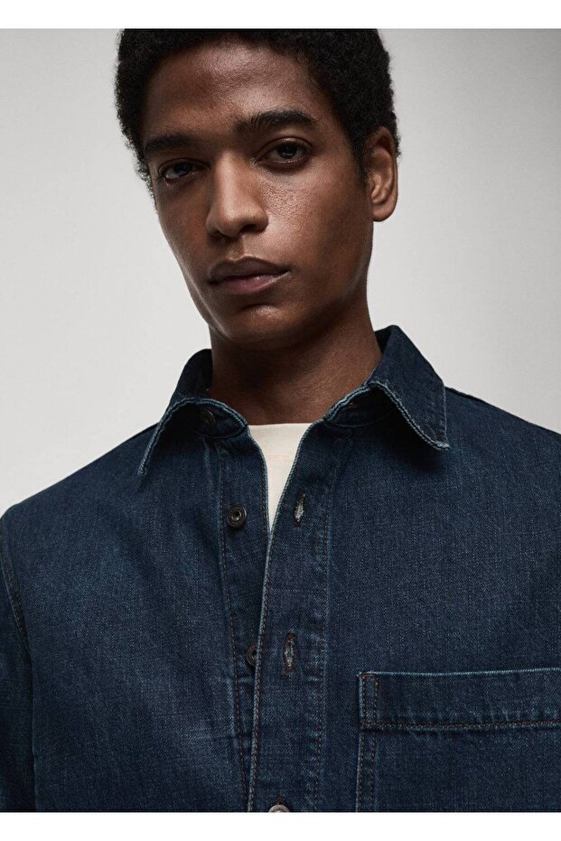 Regular kesim denim gömlek ceket - 7