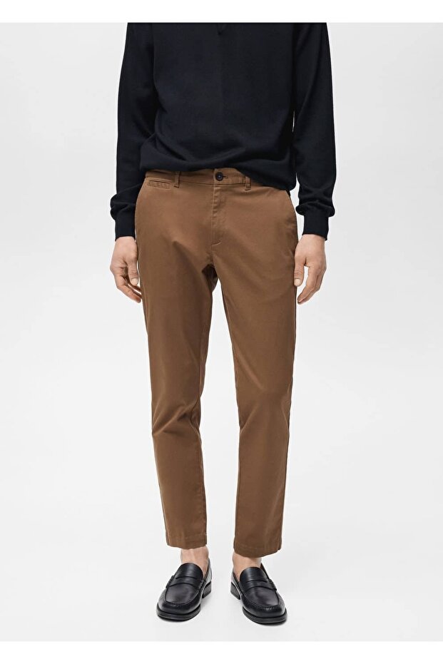 Daralan kısa paçalı chino pantolon - 1