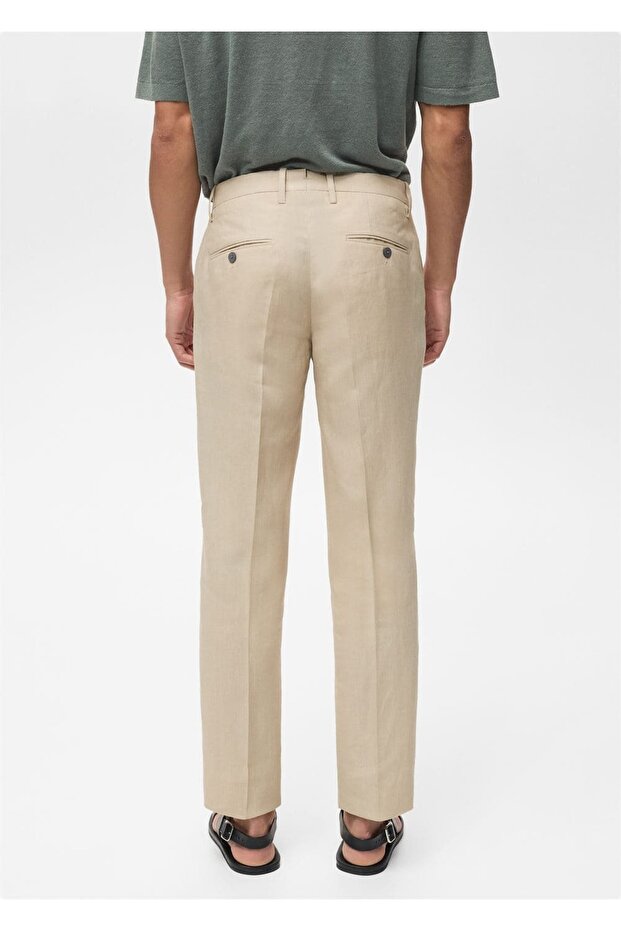 Slim fit %100 keten pantolon - 4