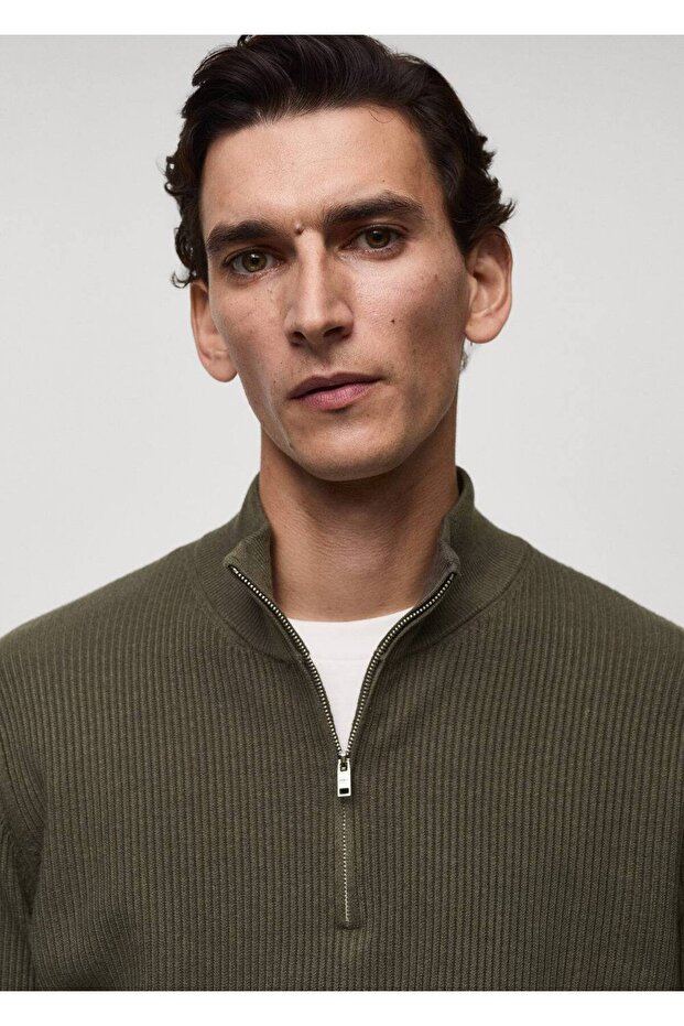 Pamuk karışımlı fitilli triko kazak - 7