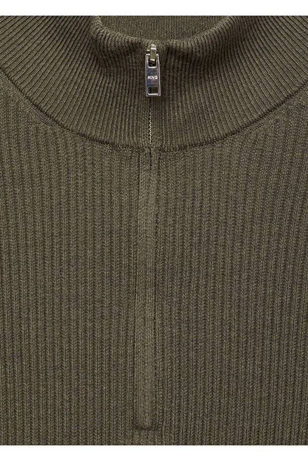 Pamuk karışımlı fitilli triko kazak - 8