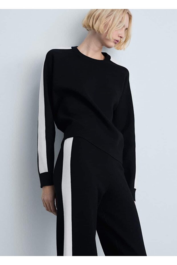 Kontrast çizgili triko pantolon - 7