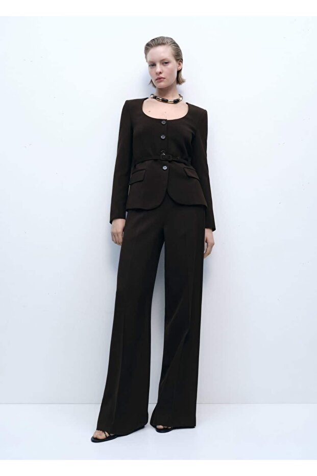 Kemerli blazer ceket - 2