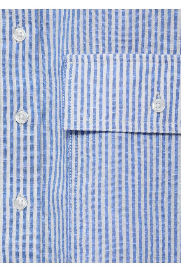 Cepli çizgili crop gömlek - 7