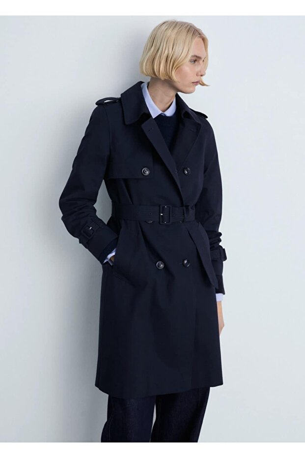 Klasik kemerli trençkot - 1