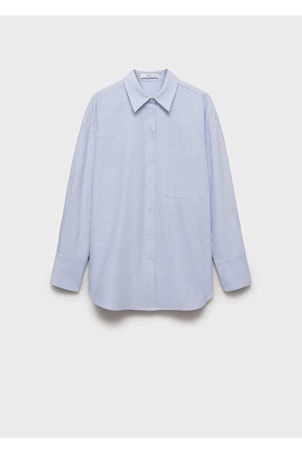 Çizgili pamuklu gömlek - 3