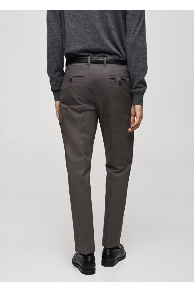 Regular kesim pamuklu kargo pantolon - 4