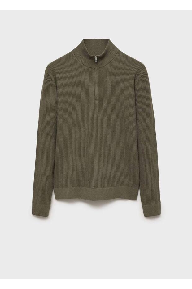 Pamuk karışımlı fitilli triko kazak - 3