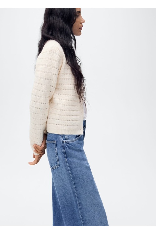 Ajur detaylı triko ceket - 5