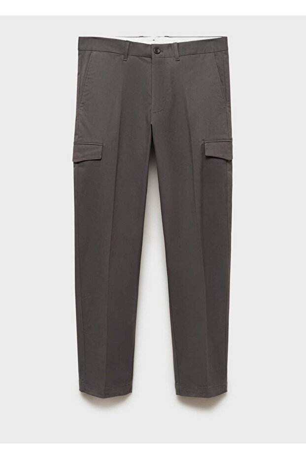 Regular kesim pamuklu kargo pantolon - 3