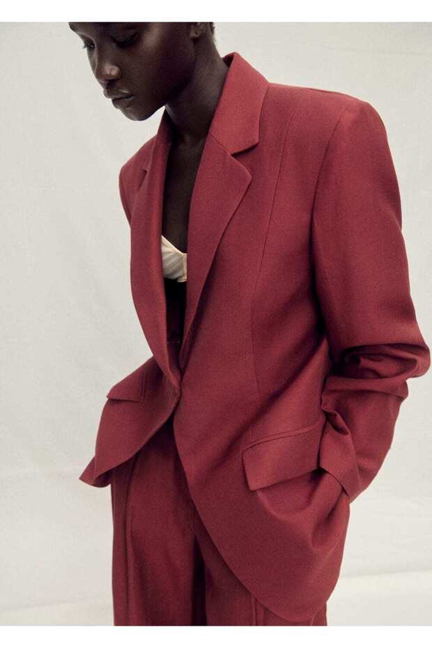 Keten Karışımlı Blazer Ceket - 7