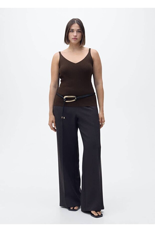 V yakalı triko bluz - 8