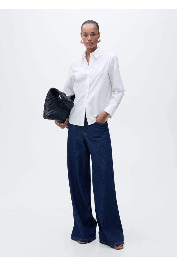 İnci detaylı pamuklu gömlek - 2