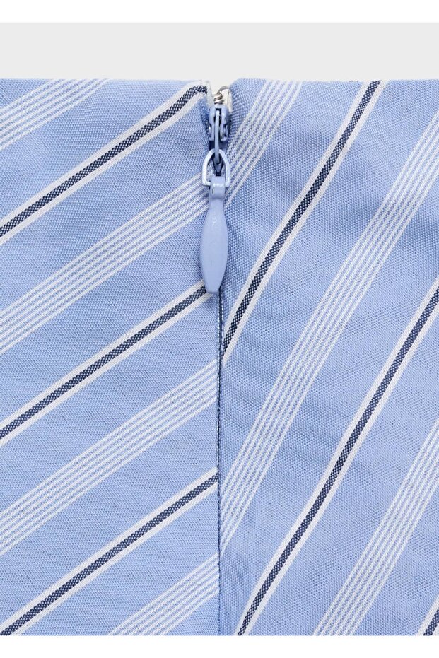 Çizgili midi etek - 5