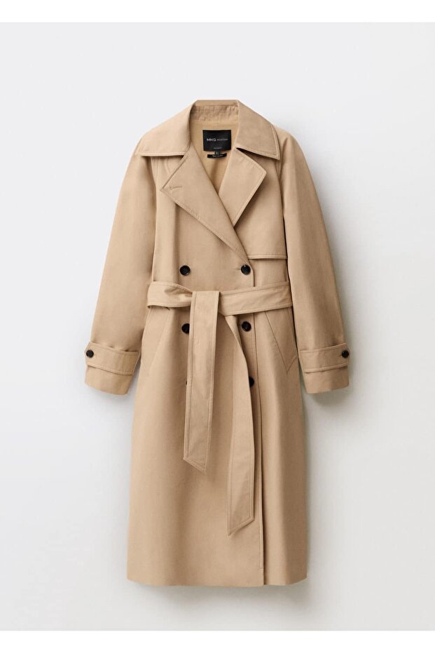 Uzun oversize pamuklu trençkot - 3